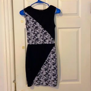 Colour block black and white dress